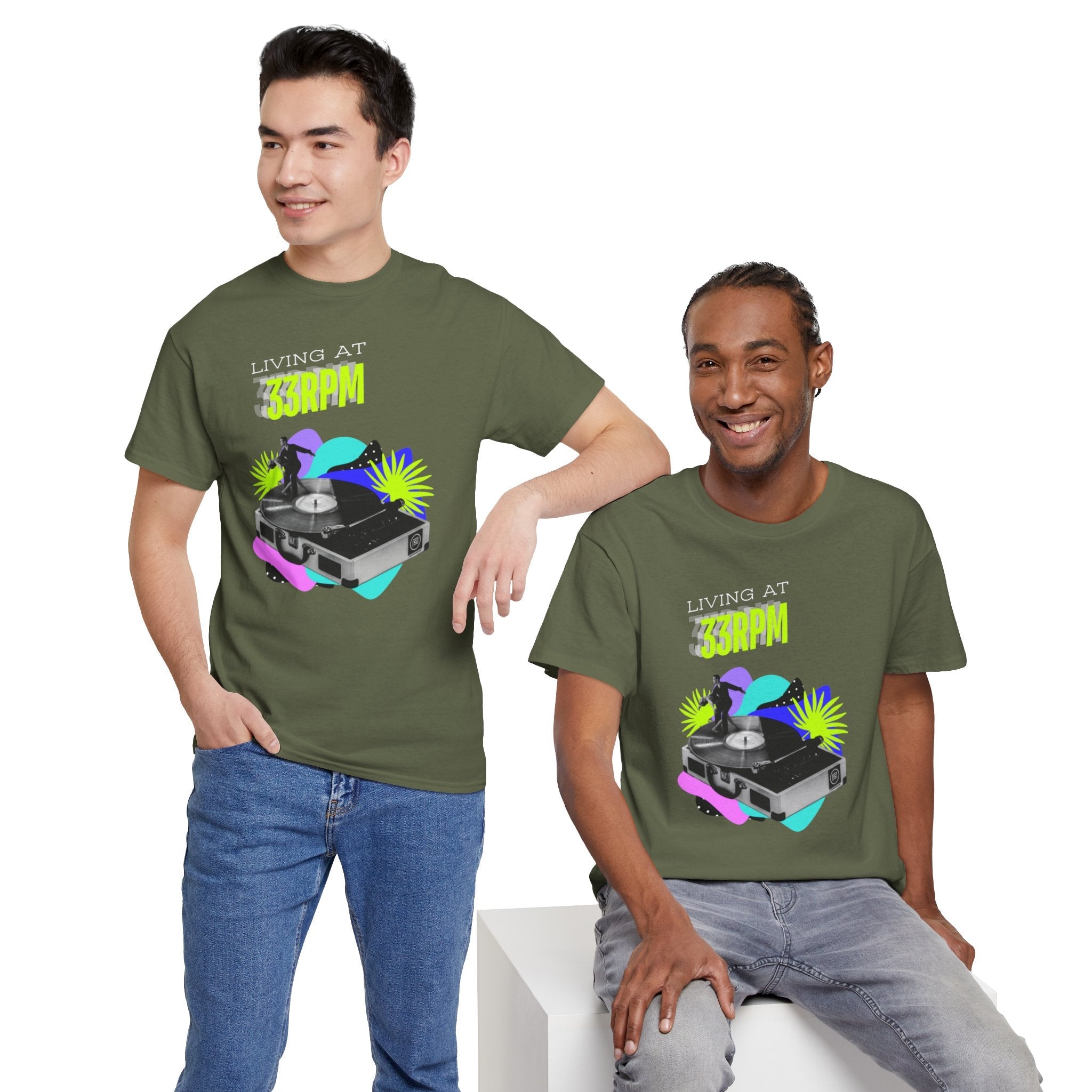 'Living at 33rpm' Flouro Men's T-Shirt