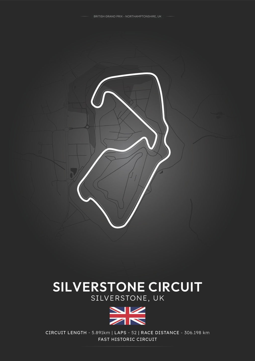 Silverstone Circuit Poster - Formula 1 Inspired Print