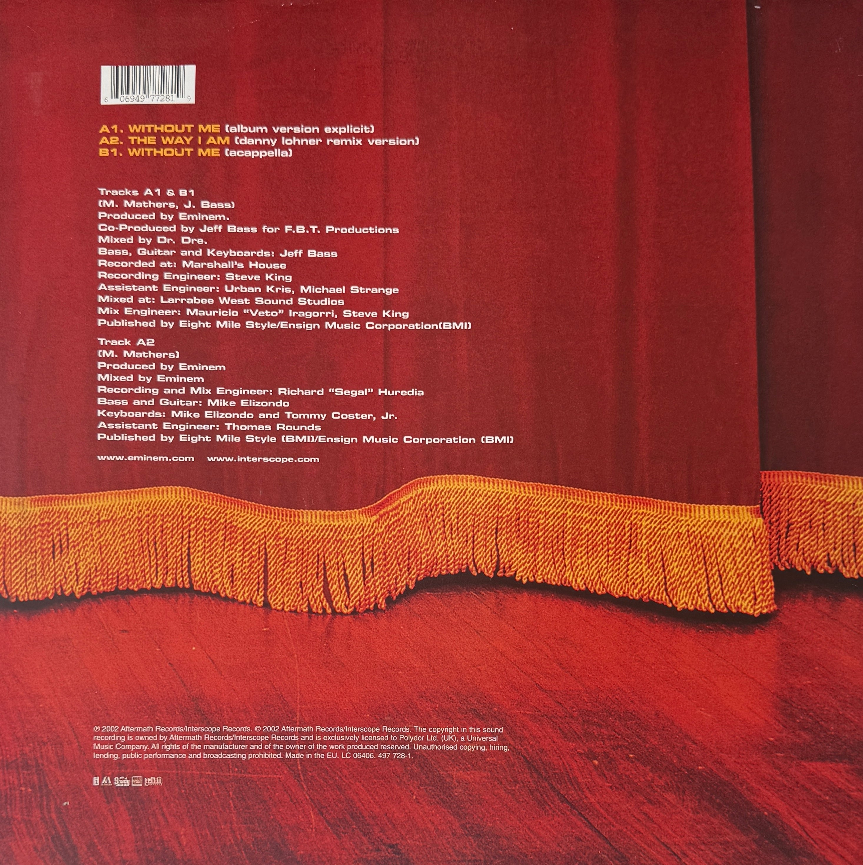 Eminem – Without Me – Interscope Records – 2002 12" Vinyl